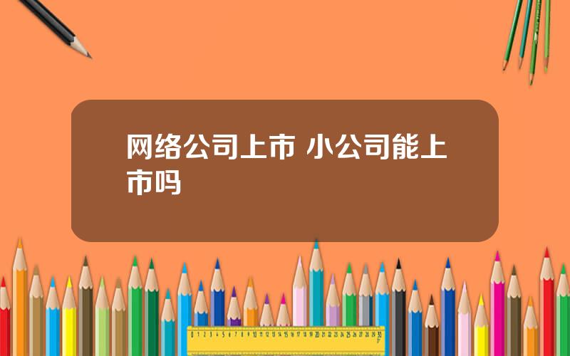 网络公司上市 小公司能上市吗